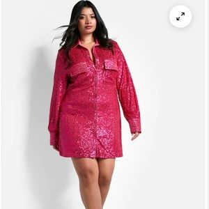 Plus size Sapphire Sequin Oversized shirt dress. Wore 1 time for bday